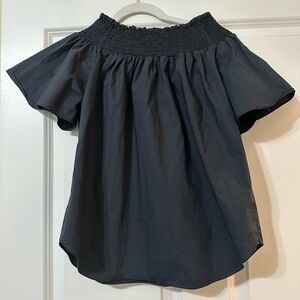 Central Park West New York Off the Shoulder smocked butterfly sleeve top, Medium